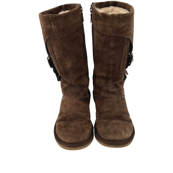 UGG Australia Shoes - UGG Australia Womens Brown Suede Sheepskin Lined Mid-Calf Boots Size 6